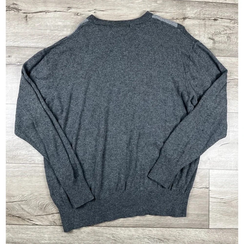 Vintage Northern Isles Sweater Men's Size XXL Gray Silk Cashmere Diamond‎ Argyle